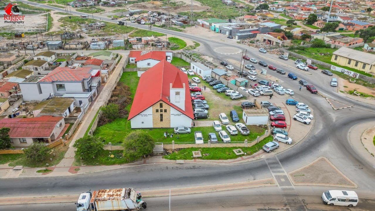Aerial view of the Presbyterian Church of Africa, KwaZakhele Circuit